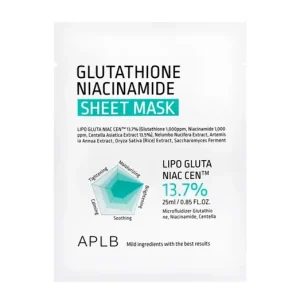 APLB Glutathione Niacinamide Sheet Mask - Világosító Arcpakolás 1db/25ml Bestseller