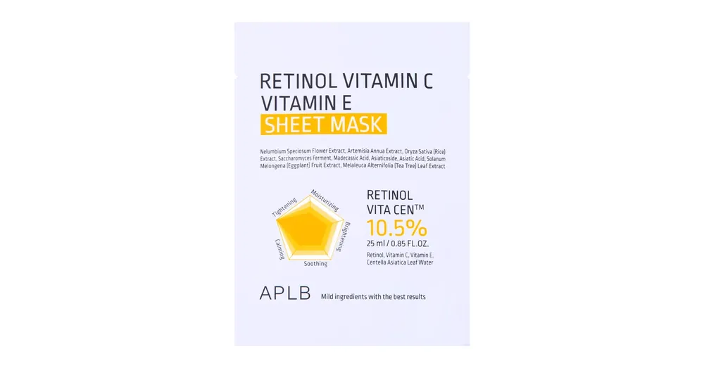 Expressz szállítás APLB Retinol Vitamin C Vitamin E Sheet Mask - Retinolos Arcmaszk 1db/25ml