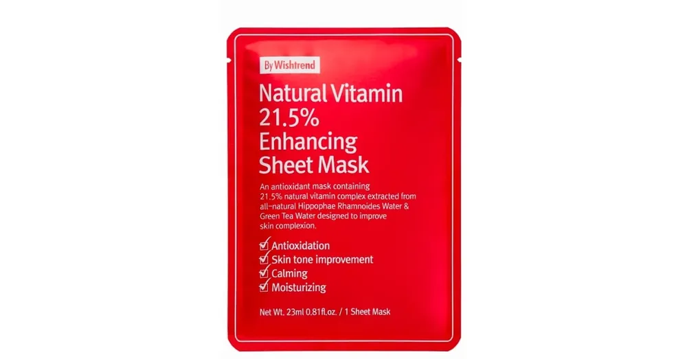 Újdonság By Wishtrend Natural Vitamin 21.5 Enhancing Sheet Mask - Fátyolmaszk Antioxidánsokkal és Vitaminokkal 1db/23ml