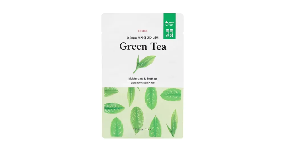 Etude 0.2 Therapy Air Mask Green Tea - Tisztító és Simító Maszk Zöld Tea Kivonattal 1db/20ml Újdonság