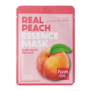 Azonnal elérhető Farmstay Real Peach Essence Mask - Frissítő Maszk Barackkivonattal 1db/23ml