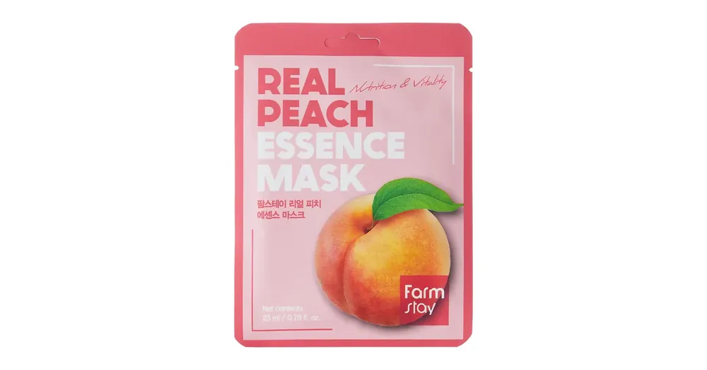 Azonnal elérhető Farmstay Real Peach Essence Mask - Frissítő Maszk Barackkivonattal 1db/23ml