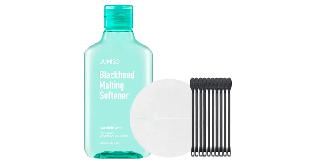 Jumiso Blackhead Melting Softner + Cotton Pads + Cotton Swabs – Pórus- és Mitesszerápoló + Párnák + Vattapálcák 150ml/40db/10db Expressz szállítás