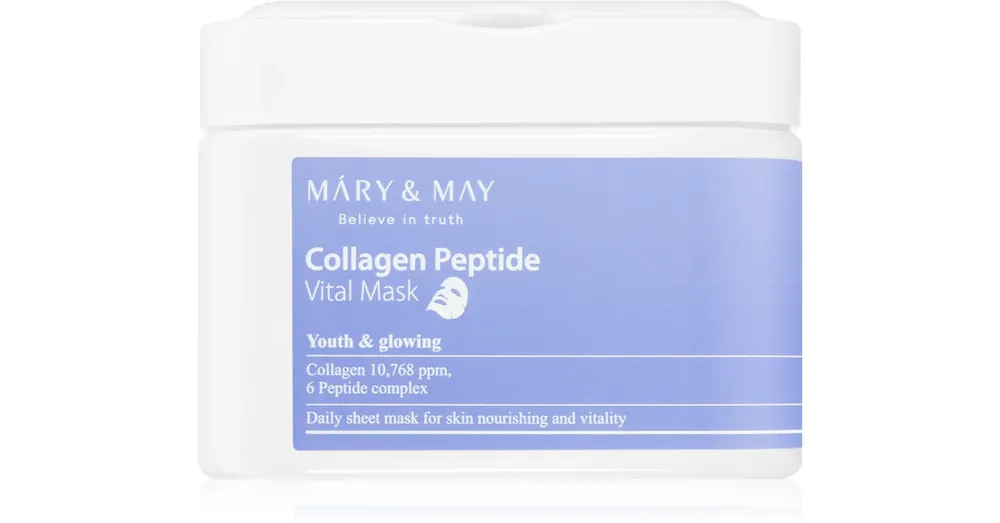 Mary&May Collagen Peptide Vital Mask - Szövetmaszkok kollagénnel és peptidekkel 30db Újdonság