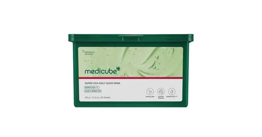 Biztonságos vásárlás Medicube Super Cica Daily Quick Mask – Nyugtató Centella Maszk Szett Aloeval és Zöld Teával 30db/350g