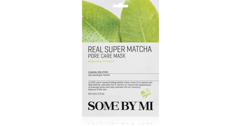 Prémium Some By Mi Real Super Matcha Pore Care Mask - Pórusszūkítõ Szövetmaszk Matcha Tea Kivonattal 1db/20ml