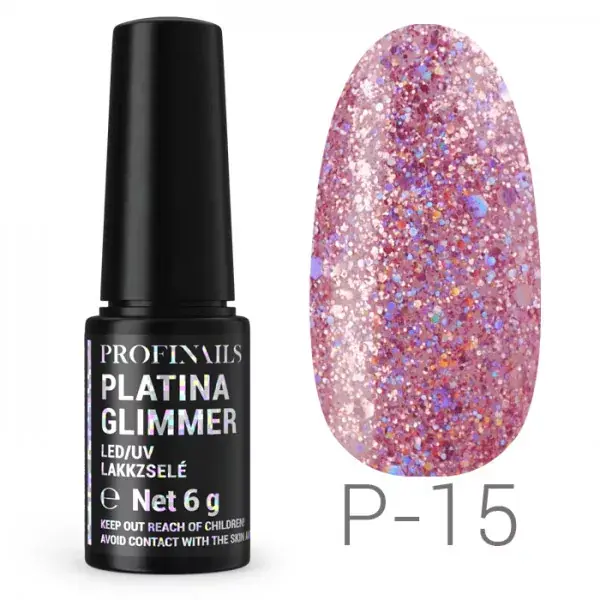 Profinails Platina Glimmer LED/UV lakkzselé 6gr P-15 Ne maradj le
