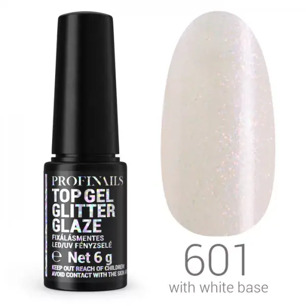 Profinails Top Gél Glitter Glaze fixálásmentes LED/UV fényzselé 6g No. 601 Vásárlói kedvenc