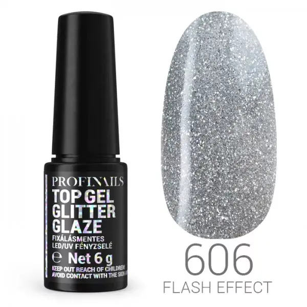 Profinails Top Gél Glitter Glaze fixálásmentes LED/UV fényzselé 6g No. 606 Árengedmény