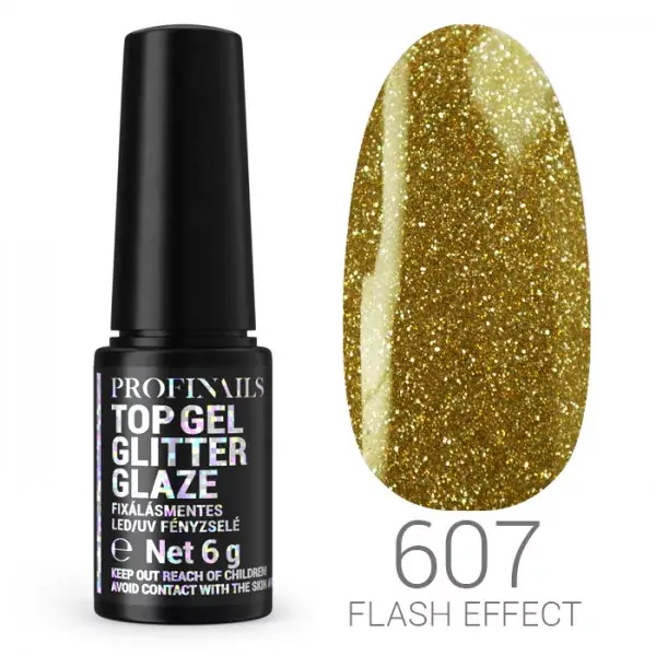 Profinails Top Gél Glitter Glaze fixálásmentes LED/UV fényzselé 6g No. 607 Prémium