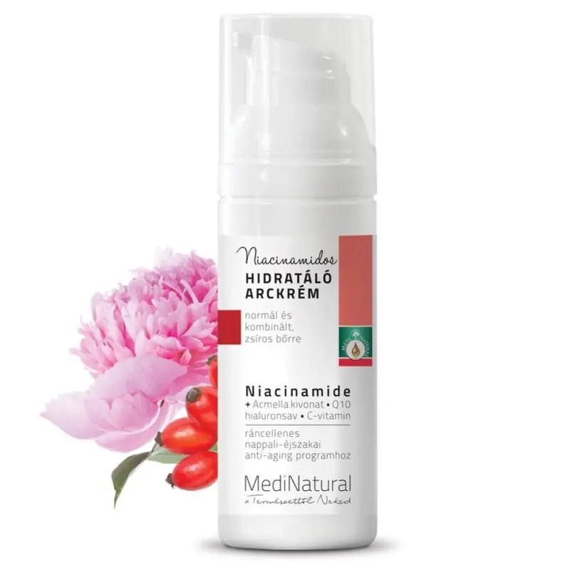 Medinatural Niacinamidos hidratáló arckrém – 50ml Korlátozott ajánlat