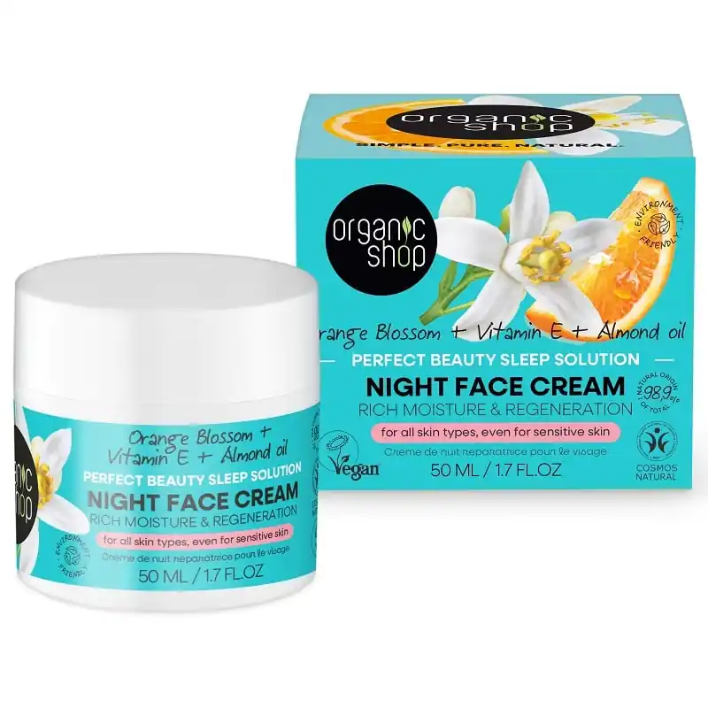 Organic Shop Éjszakai arckrém narancsvirággal E-vitaminnal és mandulaolajjal – 50ml Nézd meg most