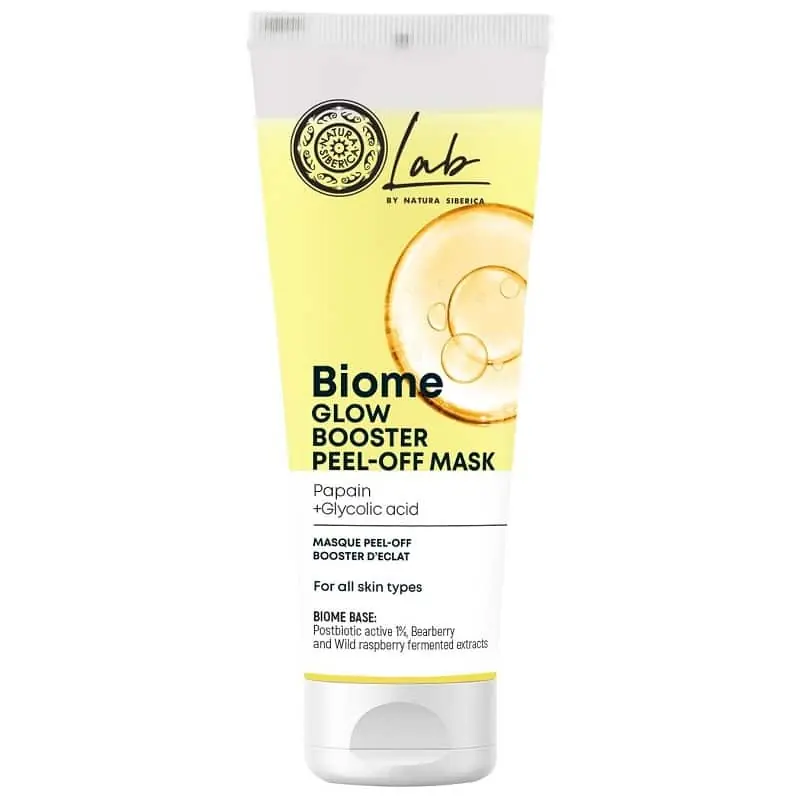 Natura Siberica Lab Biome Ragyogásfokozó lehúzható arcmaszk Papain + Glikolsav – 75ml Szezonális akció