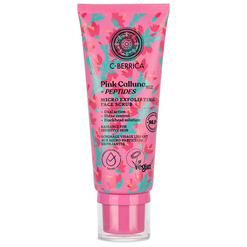 Biztonságos vásárlás Natura Siberica C-Berrica Pink Calluna Mikrohámlasztó arcradír – 100ml