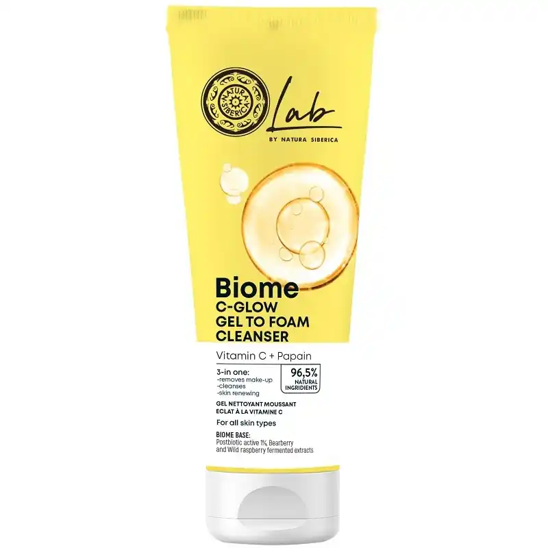 Legkelendőbb Natura Siberica Lab Biome Ragyogásfokozó gél-hab arctisztító C-vitamin + Papain – 140ml