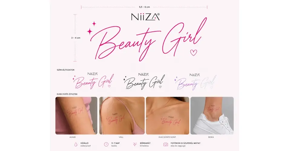 Olcsó NiiZA Beauty Girl tatto vizes testmatrica ideiglenes tetoválás