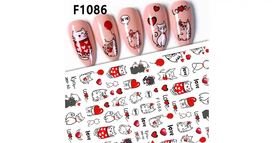 Körömmatrica - F1086 Love Valentin Vedd meg online