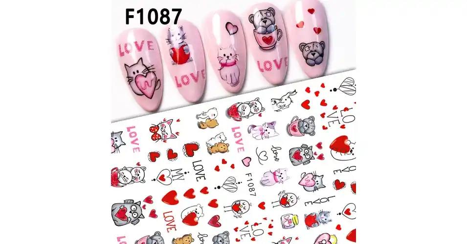 Körömmatrica - F1087 Love Valentin Biztonságos fizetés