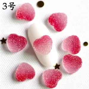 3D DIY körömdíszítő formák Nail Charm 5db - szív Love Valentin 1 piros Expressz kézbesítés