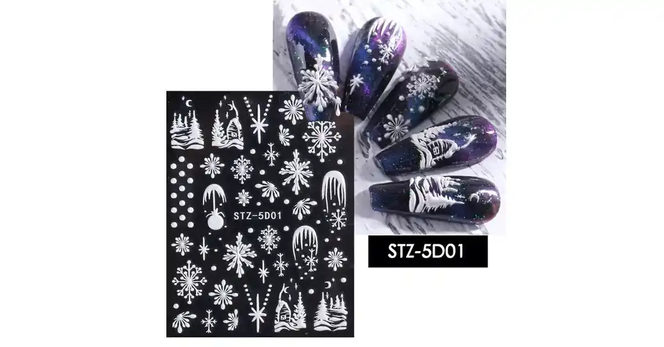 Akció Körömmatrica - STZ-5D01 Karácsony hópihe