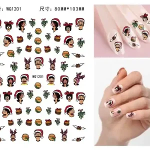 Gyors szállítás Körömmatrica - WG1201 Bob burgerfalodája karácsony