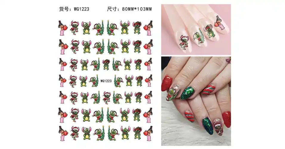 Nézd meg most Körömmatrica - WG1223 Stitch karácsony