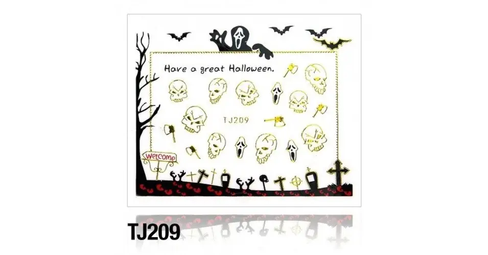 Olcsó Körömmatrica TJ-209 (arany) Halloween