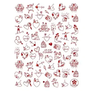 Alacsony ár Körömmatrica - CB-226 red Valentin