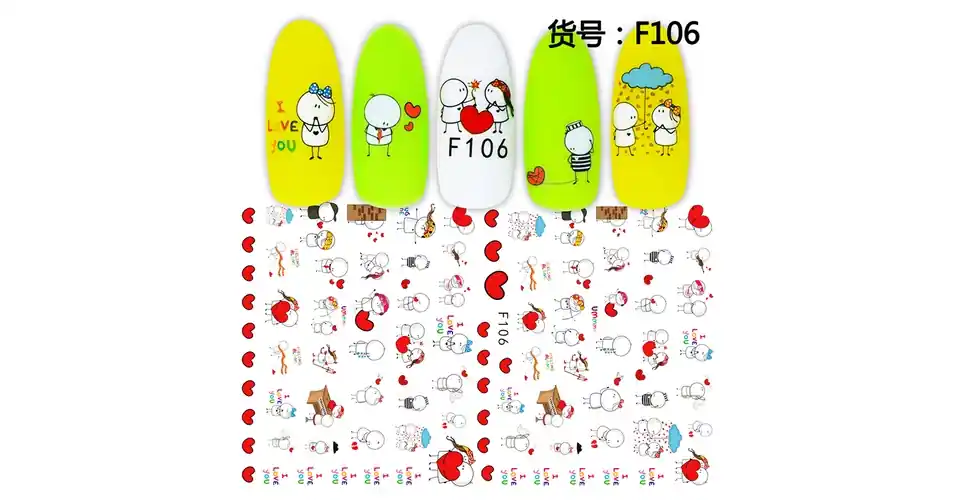 Körömmatrica - F106 Love Valentin Alacsony ár