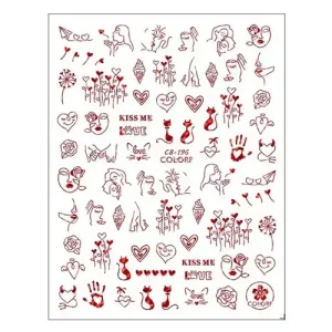 Körömmatrica - CB-196 red Love Valentin Végkiárusítás