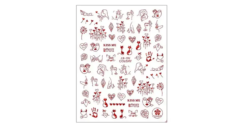 Körömmatrica - CB-196 red Love Valentin Végkiárusítás