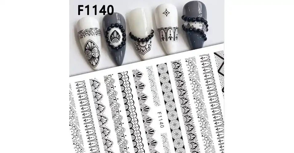 Körömmatrica - F1140 csipke black Kihagyhatatlan ajánlat