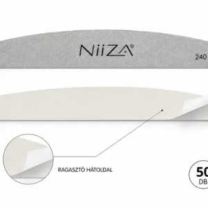 Újdonság NiiZA körömreszelő eldobható cserepapír metal BASE alaphoz 50db íves szürke 240