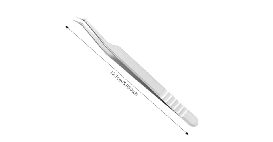 Ne maradj le Műszempilla csipesz hegyes végű - hajlított - ezüst T8