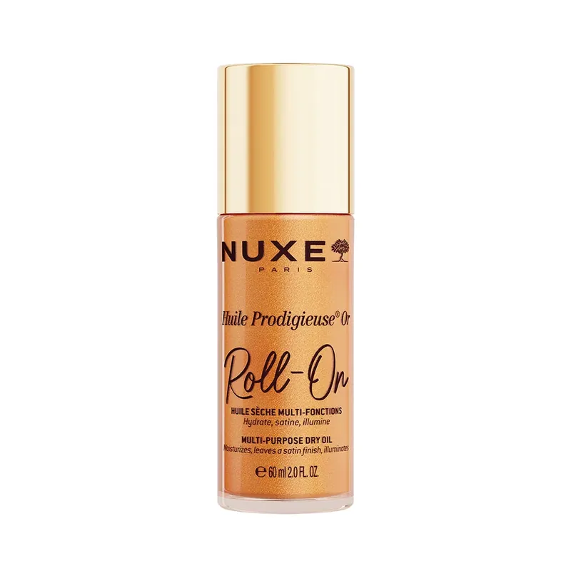 Újdonság NUXE Huile Prodigieuse Többfunkciós arany-csillámos szárazolaj Roll-On (60ml)