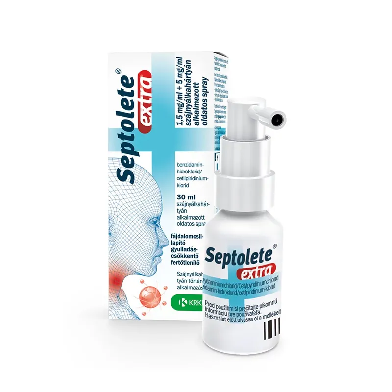 SEPTOLETE extra 1,5 mg/ml+5 mg/ml szájnyálkahártyán alkalmazott oldatos spray (30ml) Utolsó esély