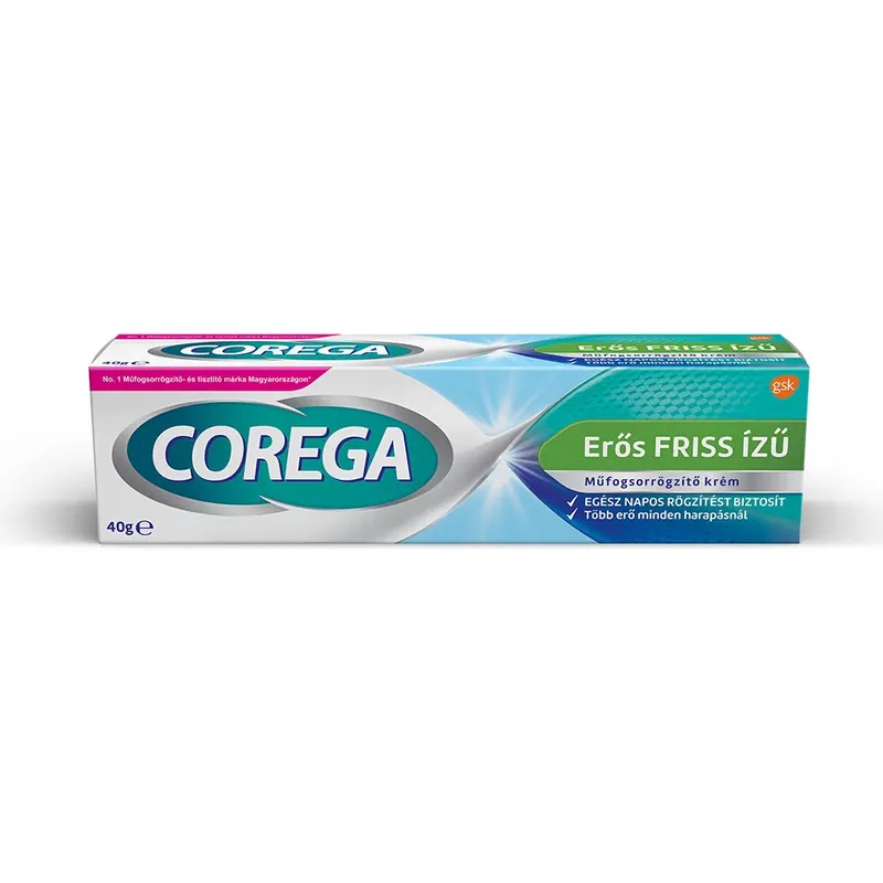 Prémium COREGA Erős Friss Ízű műfogsorrögzítő krém (40g)