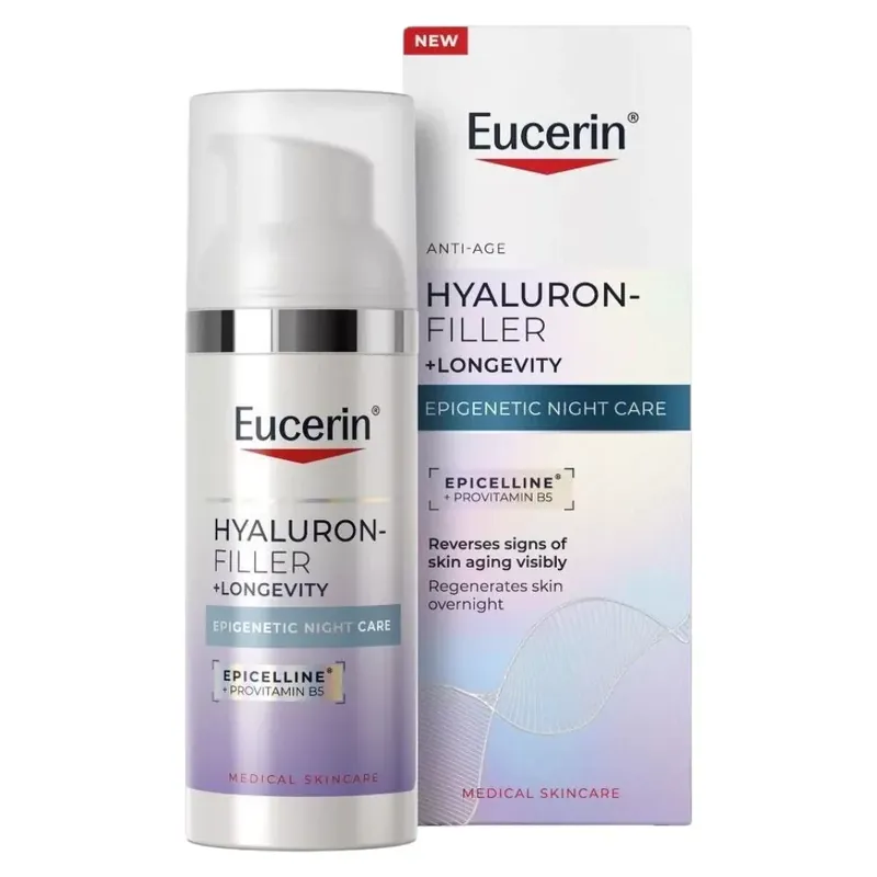 Eucerin Hyaluron-Filler + Longevity Epigenetic éjszakai arcápoló krém 50 ml Szezonális akció