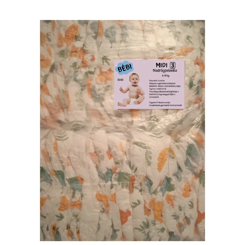 Bébi pelenka gazdaságos 50 db-os midi(3) 4-9 Kg Vásárlói kedvenc