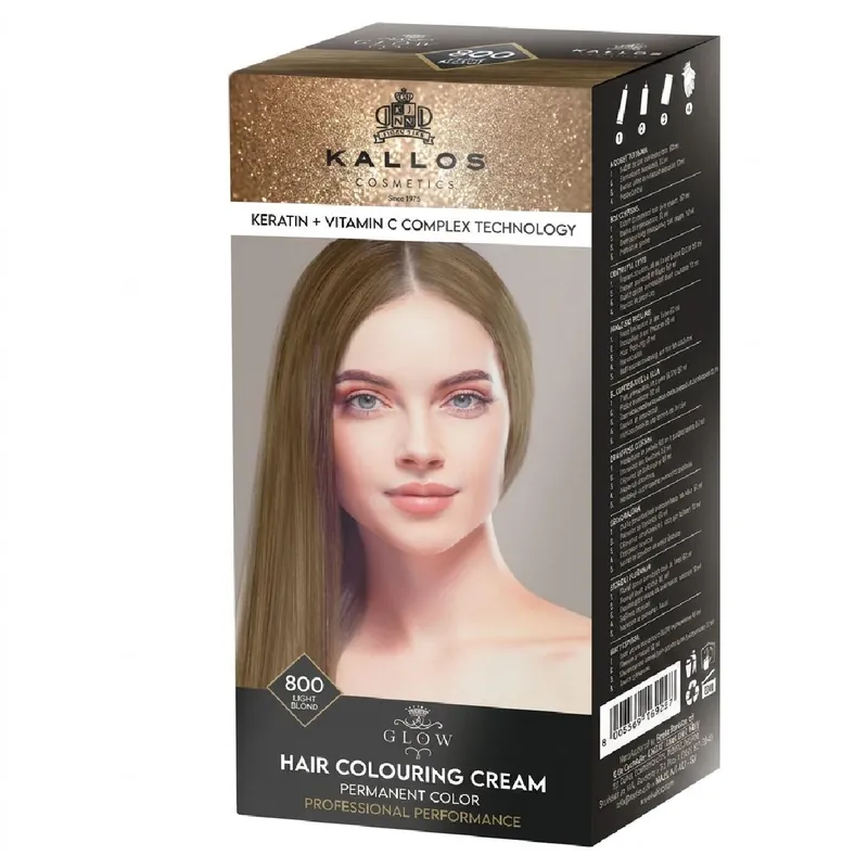 Biztonságos fizetés Kallos Glow krémhajfesték 40 ml Világos szőke 800