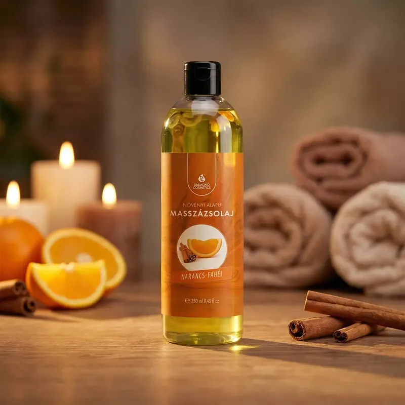 Masszázsolaj Narancs–Fahéj illattal - 250ml – Vérkeringés-serkentő és Energizáló hatású Szuper ajánlat