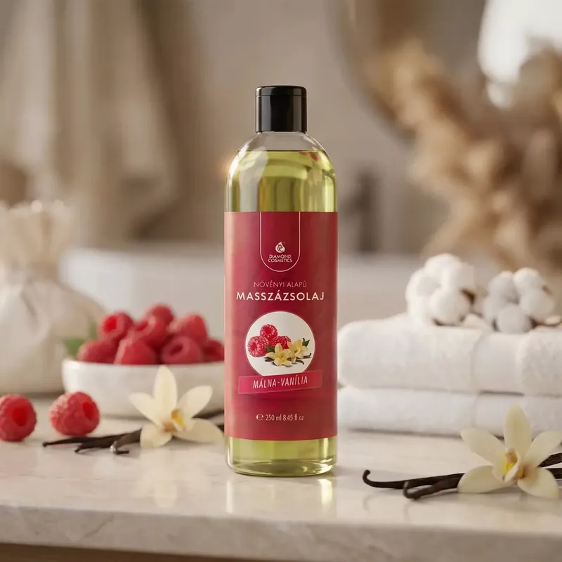 Legnépszerűbb Málna–Vanília illatú masszázsolaj – 250ml – Relaxáló és nyugtató hatású