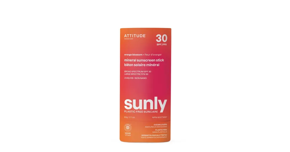 ATTITUDE SUNLY SPF 30-as Ásványi Fényvédő stick - Orange Blossom Különleges ajánlat
