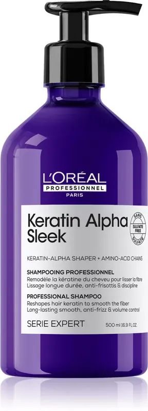 Olcsó KERATIN ALPHA SLEEK sampon a sima megjelenésű frizuráért 500 ml