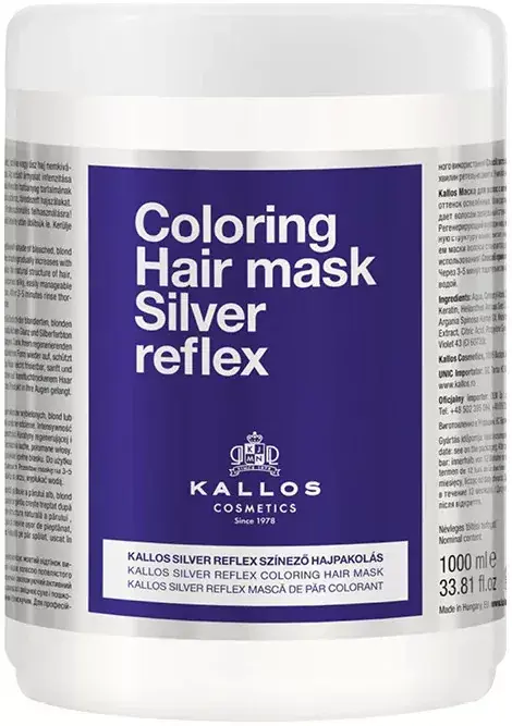 Biztonságos fizetés Kallos SILVER Reflex Színező Hajpakolás 1000 ml