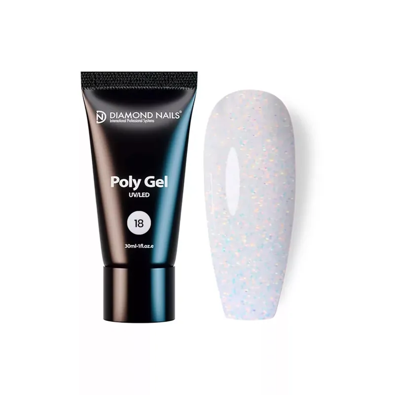 Polygel 18 - White Unicorn (Milky white auróra csillámokkal) - 30ml - HEMA-mentes Expressz szállítás
