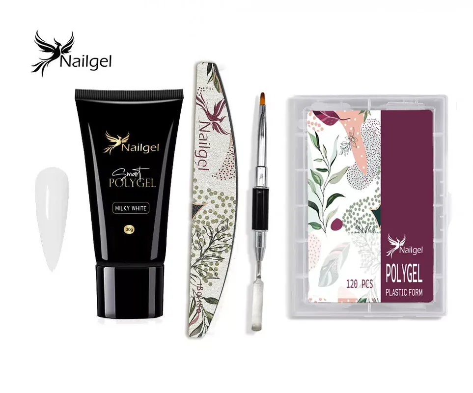 Korlátozott ajánlat Nailgel Polygel készlet MILKY WHITE géllel és kiegészítőkkel