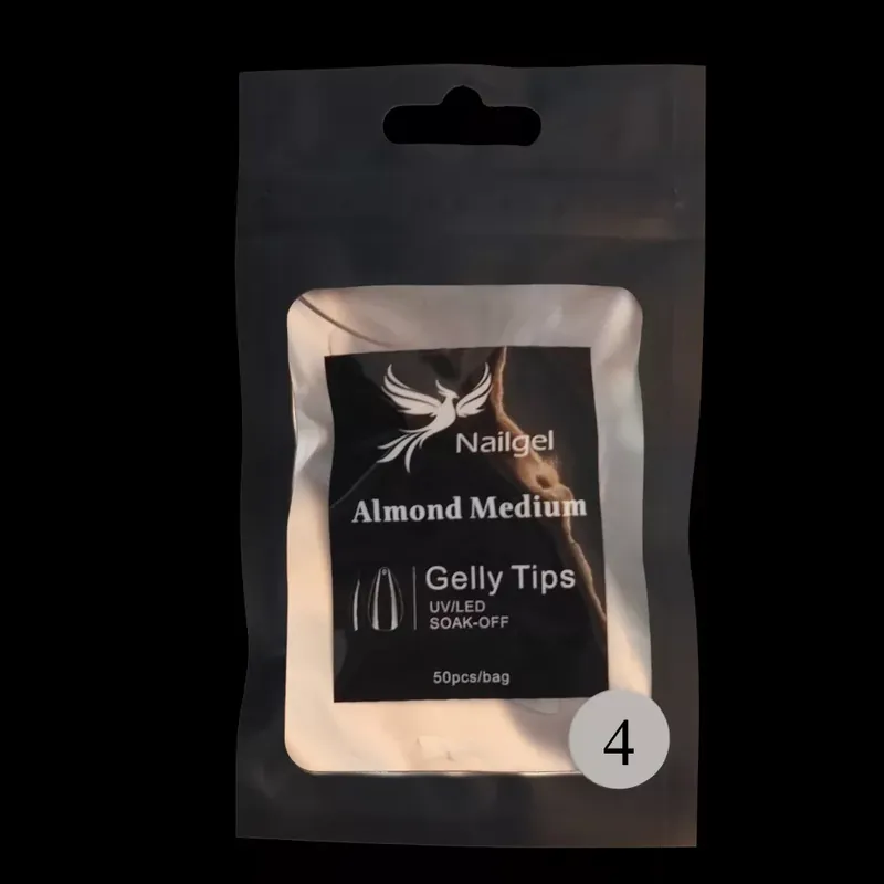 Akciós ár Zselés műköröm tip, UTÁNTÖLTŐ 4es méret , M-es mandula - clear -50 db