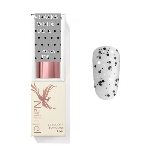 Akciós ár Polka Top Coat - Black&White dots - Fényzselé 8ml