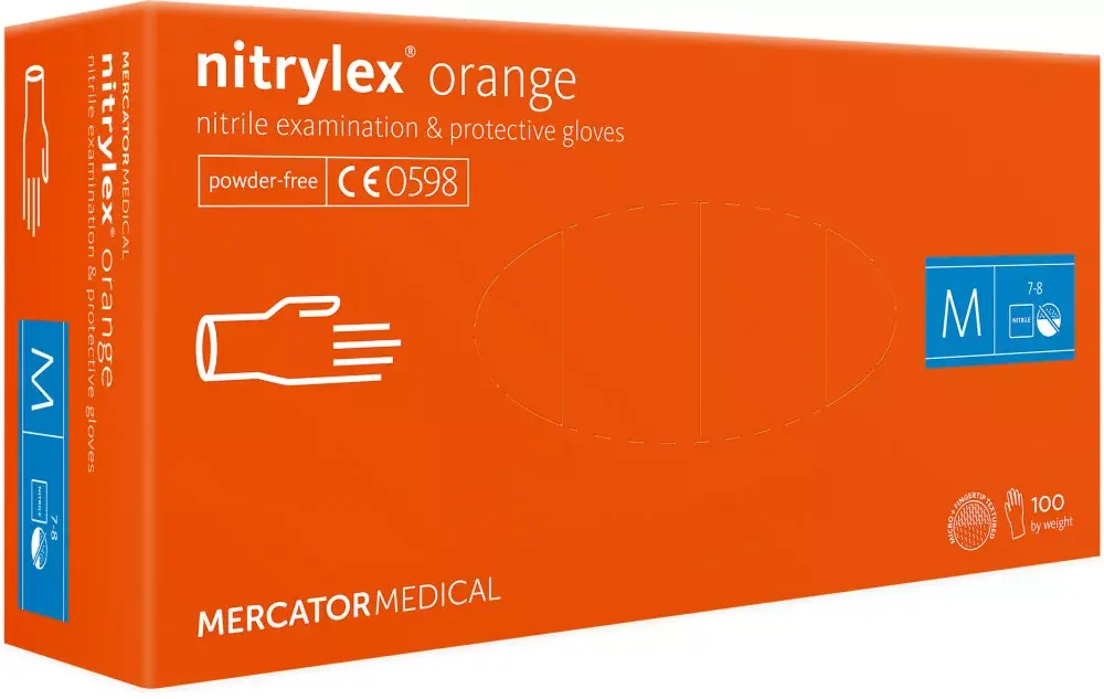 Outlet Nitrylex orange (L) nitril púdermentes vizsgálókesztyű L